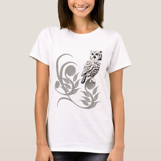 フクロウのグラフィックアートシャツ Tシャツ (正面)