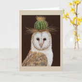 フクロウのグリーティングカードをハンチントン カード (黄色い花)