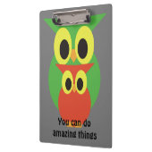 フクロウのグリーンとレッド クリップボード (左)