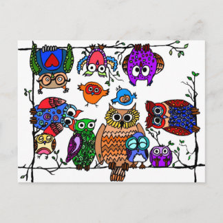 フクロウのグループ ポストカード