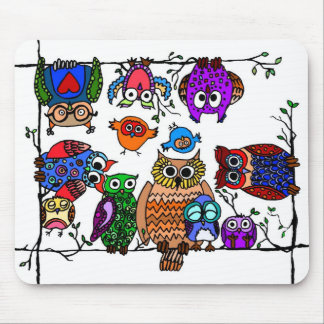 フクロウのグループ マウスパッド