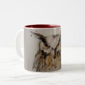 フクロウのコーヒーカップ ツートーンマグカップ (正面左)