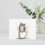 フクロウのコーヒー時間 ポストカード (スタンド正面)