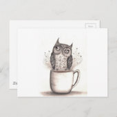 フクロウのコーヒー時間 ポストカード (正面/裏面)