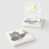 フクロウのコーヒー ストーンコースター (横)