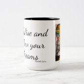 フクロウのコーヒー・マグ!  賢くがあり、あなたの夢を後を追って下さい ツートーンマグカップ (中央)