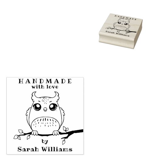 フクロウのゴム印による名前をカスタムするで手作り ラバースタンプ (押印)