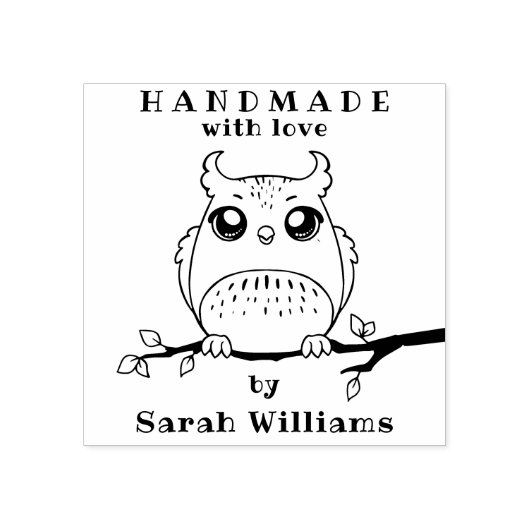 フクロウのゴム印による名前をカスタムするで手作り ラバースタンプ (インプリント)