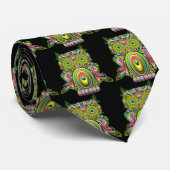 フクロウのサイケデリックなPopartのタイ ネクタイ (ロール)