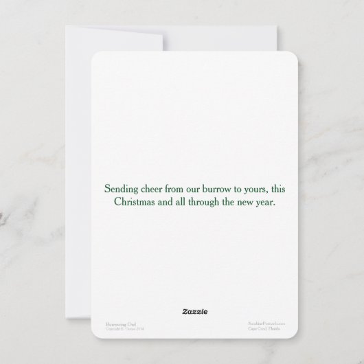 フクロウのサンタのクリスマスカードを掘り進むこと シーズンカード (裏面)