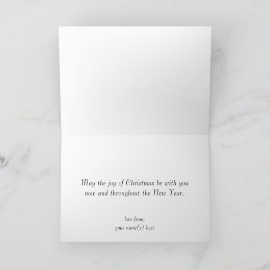 フクロウのサンタ・クロースがウサギを迎える可愛いクリスマス シーズンカード (内部)