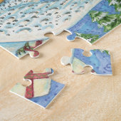 フクロウのサンタ・クロースがウサギを迎える可愛いクリスマス ジグソーパズル (側面)