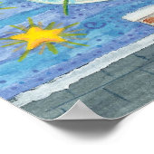 フクロウのサンタ・クロースがウサギを迎える可愛いクリスマス ポスター (角)