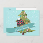 フクロウのシェフのクッキーの料理のベーキングの休日のレシピカード シーズンポストカード (正面/裏面)