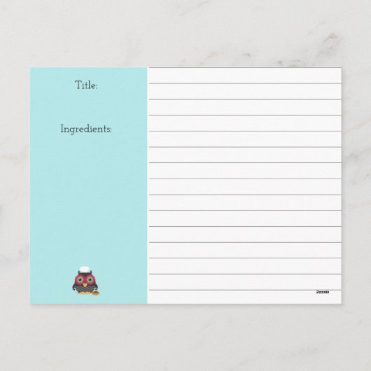 フクロウのシェフのクッキーの料理のベーキングの休日のレシピカード シーズンポストカード (裏面)