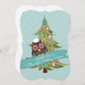フクロウのシェフクッキークリスマスツリー休日ベーキング シーズンカード (正面/裏面)