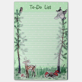 フクロウのシカの森林水彩画のしなければならないことのリスト ポストイット