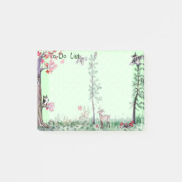 フクロウのシカの森林水彩画のしなければならないことのリスト ポストイット