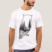 フクロウのシルエットと森林の風景 Tシャツ (正面)