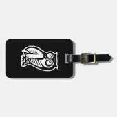 フクロウのシンボル 白 ラゲッジタグ (正面横)