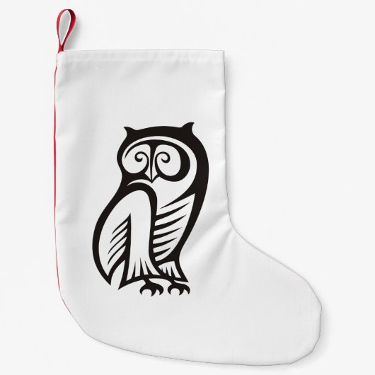 フクロウのシンボル 黒 スモールクリスマスストッキング (正面)
