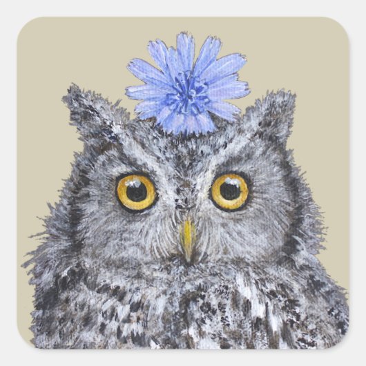 フクロウのシールをイライザ スクエアシール (正面)