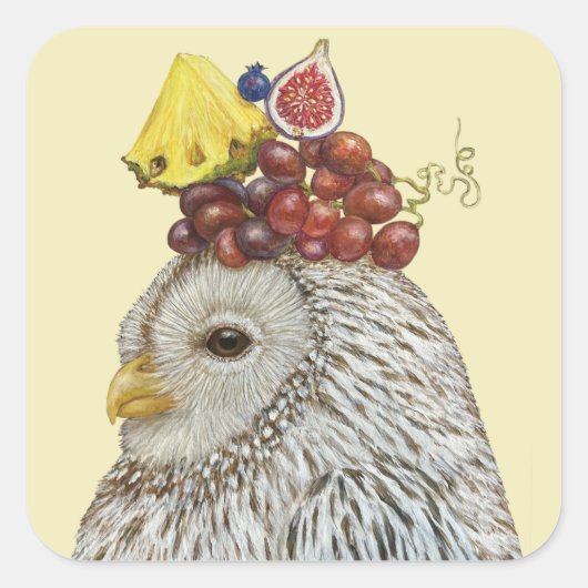 フクロウのシールを付ける スクエアシール (正面)