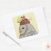 フクロウのシールを付ける スクエアシール (封筒)