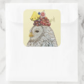 フクロウのシールを付ける スクエアシール (バッグ)