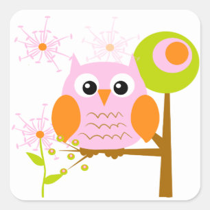 フクロウのシール スクエアシール