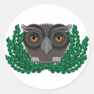 フクロウのシール ラウンドシール
