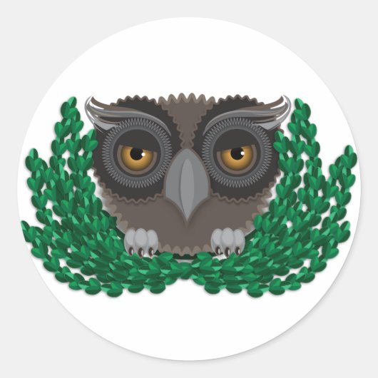 フクロウのシール ラウンドシール (正面)