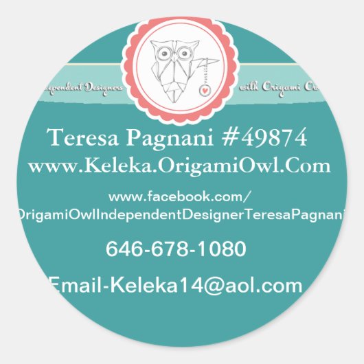 フクロウのシール ラウンドシール (正面)