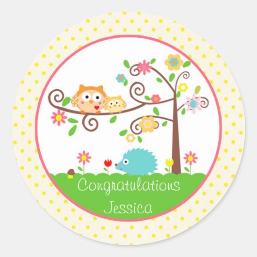 フクロウのシール ラウンドシール (正面)