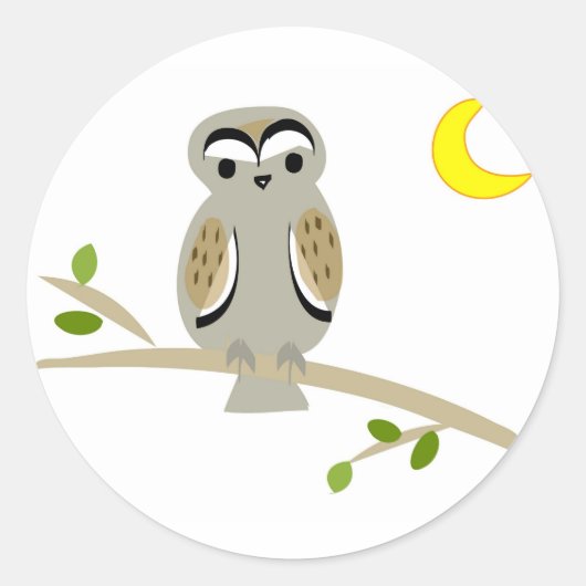 フクロウのシール ラウンドシール (正面)