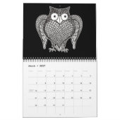 フクロウのスケッチ漫画 カレンダー (3月 2027)