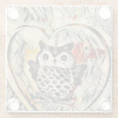 フクロウのスケッチ ガラスコースター (裏面)