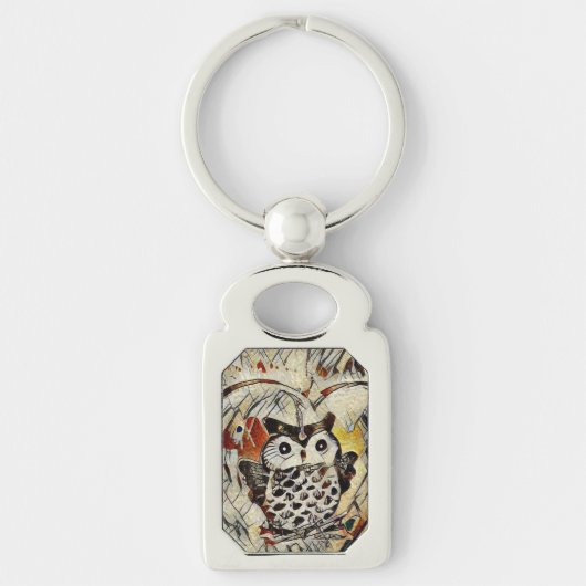 フクロウのスケッチ キーホルダー (正面)