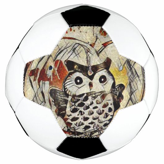 フクロウのスケッチ サッカーボール (正面)