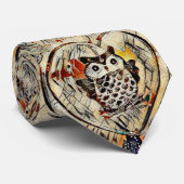 フクロウのスケッチ ネクタイ (ロール)
