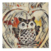 フクロウのスケッチ フォトキューブ (右)