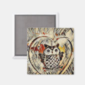 フクロウのスケッチ マグネット (正面/裏面)