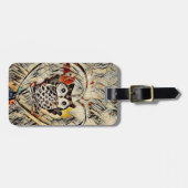 フクロウのスケッチ ラゲッジタグ (正面横)