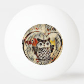 フクロウのスケッチ 卓球ボール (正面)