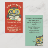 フクロウのスチームパンク骨格の口ひげクロシェ針 名刺 (正面/裏面)