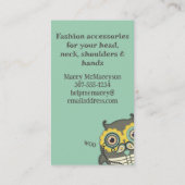 フクロウのスチームパンク骨格の口ひげクロシェ針 名刺 (裏面)