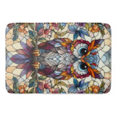 フクロウのステンドグラスインスパイア バスマット (正面)