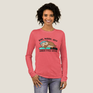 フクロウのスヌーズモードオフ 面白い寝る 長袖トリブレンドTシャツ トライブレンドTシャツ