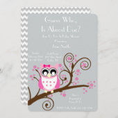フクロウのテーマのベビーシャワー 招待状 (正面/裏面)