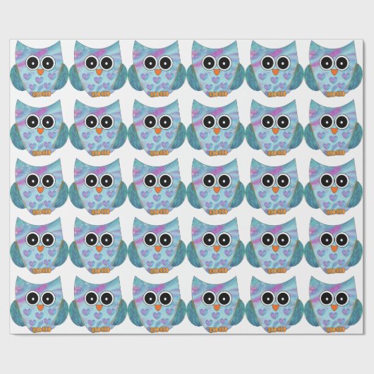 フクロウのテーマの包装紙 ラッピングペーパー (フラット)
